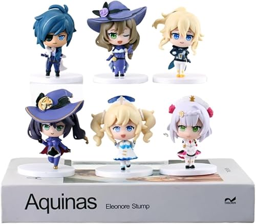 Barbatos, Paimon, Lumine, Klee, Diluc PVC-Anime-Figuren-Set, Cartoon-Spielfigur, Figur, Modell, Statue, Actionfigur, Tortenaufsatz, 7,1 cm, 6 Stück von Gigsja