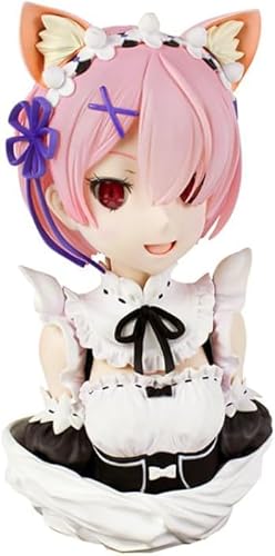 Gigsja Anime-Actionfigur, Statue, Cartoon-Spielzeug, Sammlerstück, Dekoration, Katzenohren, Ram-Büste, Ornament, PVC-Figur, Modell, Geschenk, 21,6 cm (C) von Gigsja