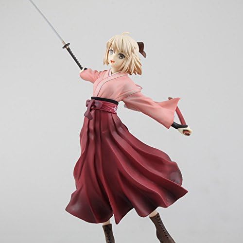 Gigsja Anime-Mädchen-Figur, 23 cm, Anime-Schicksal, Ate Koha-Ace, Säbel, schönes Okita-Souji-Kimono-Kleid aus PVC, Actionfigur, Puppe, Sammlermodell, Erwachsenen-Spielzeug, Ornament, Deluxe-Version von Gigsja