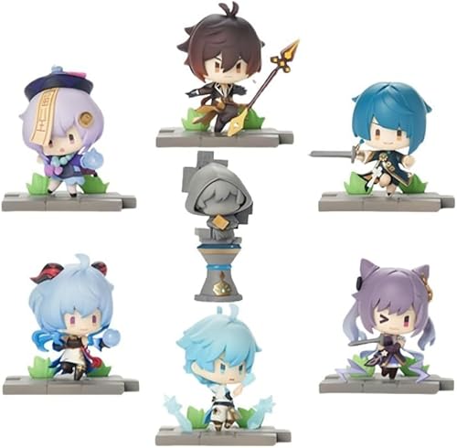 Liyue Chapter Actionfiguren-Set, Zhongli Qiqi Anime-Figuren, Figur, PVC-Statue, Sammlung, Dekoration, Modell, Geschenk, 6,1 cm (A) von Gigsja