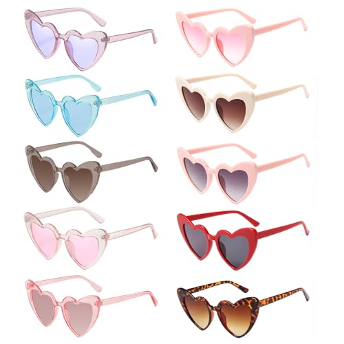 10 Stück Herz Sonnenbrille für Damen,Partybrille,Magische Farben Party Herz Brille, Vintage Herzform Brille 90er Jahre Hippie Brille Kostümzubehör für Party, Hochzeit, Karneval, Halloween 10 Stück Herz Sonnenbrille für Damen,Partybrille,Magische Farben Party Herz Brille, Vintage Herzform Brille 90er Jahre Hippie Brille Kostümzubehör für Party, Hochzeit, Karneval, Halloween von Gigtoop