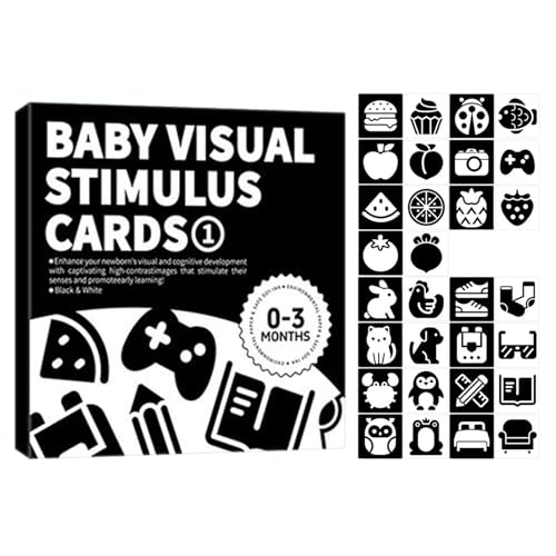 Gihioue Visuelle Stimulationskarten - Schwarz Weiß Sensorik Karten Für Babys,Interaktive Lernhilfe Visuelle Stimulation Für Kinder Gihioue Visuelle Stimulationskarten - Schwarz Weiß Sensorik Karten Für Babys,Interaktive Lernhilfe Visuelle Stimulation Für Kinder von Gihioue