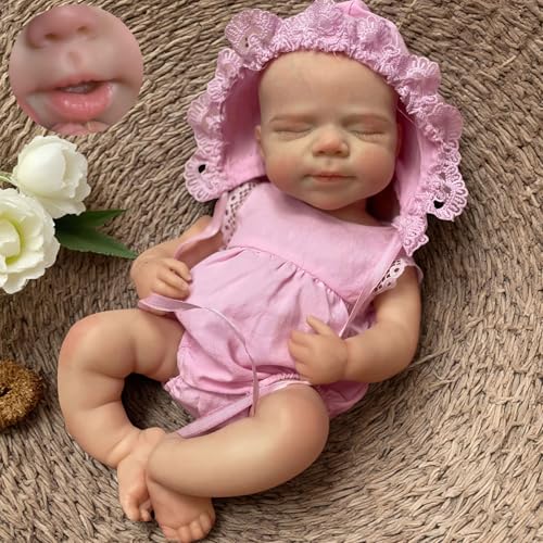 Gileutay 33cm Weichkörper Silikon Baby Puppe Mit Gewicht Mädchen Realistische Reborn Puppen Lebensechte Schlafende Neugeborene Puppe Für Kleinkinder von Gileutay