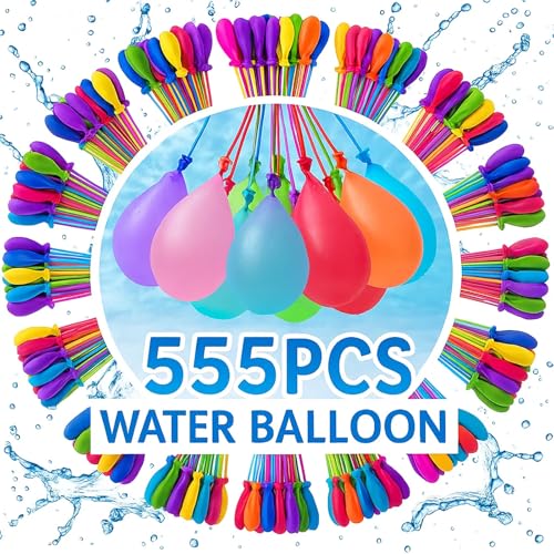555 Stück Wasserballons, 10 Sekunden, schnell füllend, selbstdichtende Wasserbomben, Wasserballons für Kinder, einfach zu befüllen, umweltfreundlich, für Garten, Strand, Pool-Party, Kampf von Gillterway