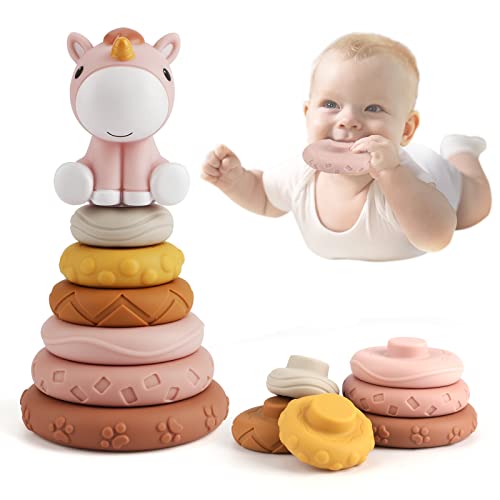 Gilowin 7 Stück Stapelspielzeug mit Ringen, Squeeze Zahnen Babyspielzeug, Nistkreis Baukreis mit Pferdefigur, Früherziehung Spielzeug Geschenke für 6 12 18 Monate Baby Kleinkind Jungen Mädchen Gilowin 7 Stück Stapelspielzeug mit Ringen, Squeeze Zahnen Babyspielzeug, Nistkreis Baukreis mit Pferdefigur, Früherziehung Spielzeug Geschenke für 6 12 18 Monate Baby Kleinkind Jungen Mädchen von Gilowin