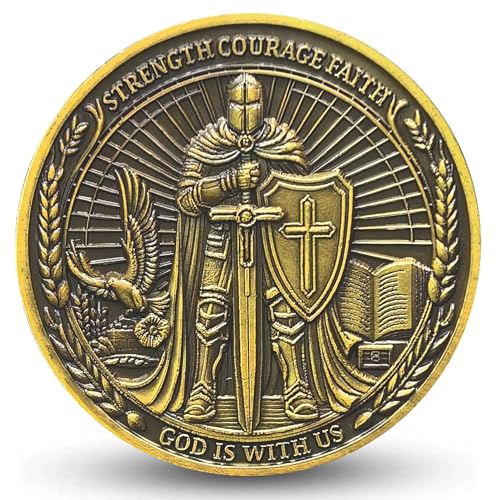 Christian Challenge Coin - Inspirational Faith Coin with Strength, Courage & Courageous Bible Verse - 4.0 cm Motivational Token Christian Challenge Coin - Inspirational Faith Coin with Strength, Courage & Courageous Bible Verse - 4.0 cm Motivational Token von Gimilang