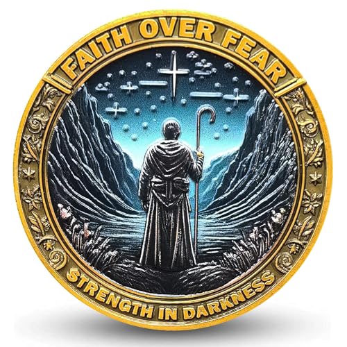 Faith Over Fear Christian Challenge Coin - 4.0 cm Inspirational Coin with Psalm 23:4, Strength in Darkness, Religious Gift for Courage and Belief Faith Over Fear Christian Challenge Coin - 4.0 cm Inspirational Coin with Psalm 23:4, Strength in Darkness, Religious Gift for Courage and Belief von Gimilang