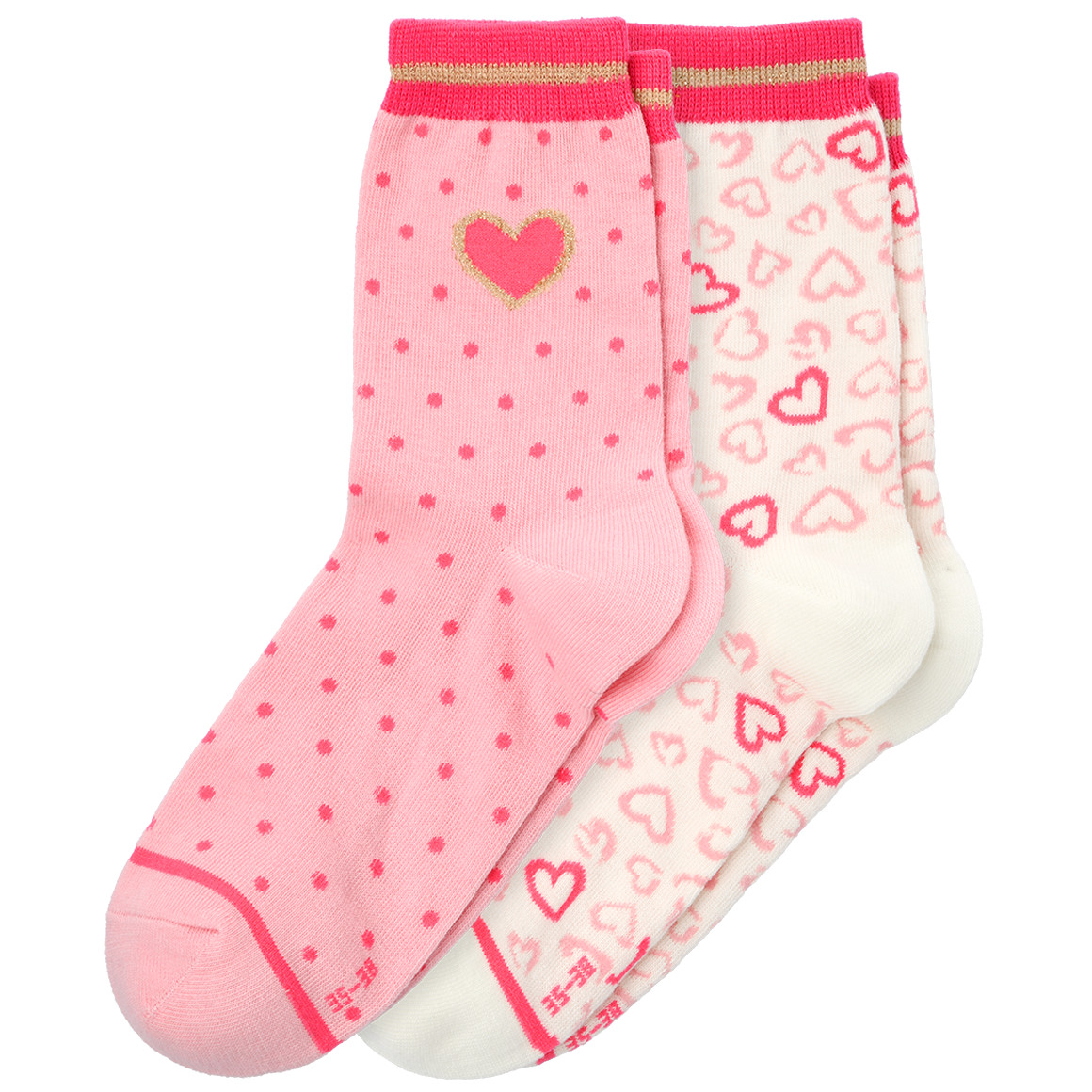 2 Paar Damen Socken mit Herzchen und Punkten 2 Paar Damen Socken mit Herzchen und Punkten von Gina Benotti