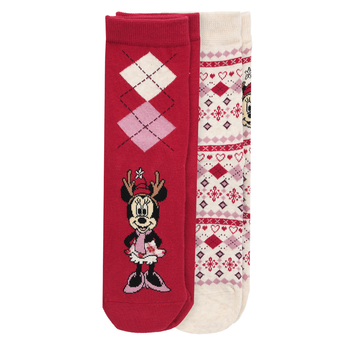 2 Paar Minnie Maus Socken weihnachtlich von Gina Benotti