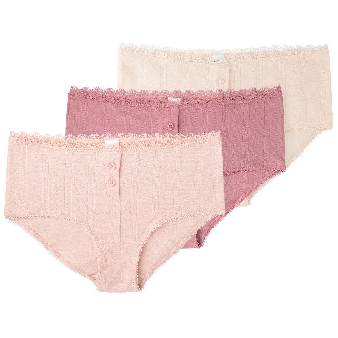 3 Damen Hipster mit Ajour-Muster 3 Damen Hipster mit Ajour-Muster von Gina Benotti