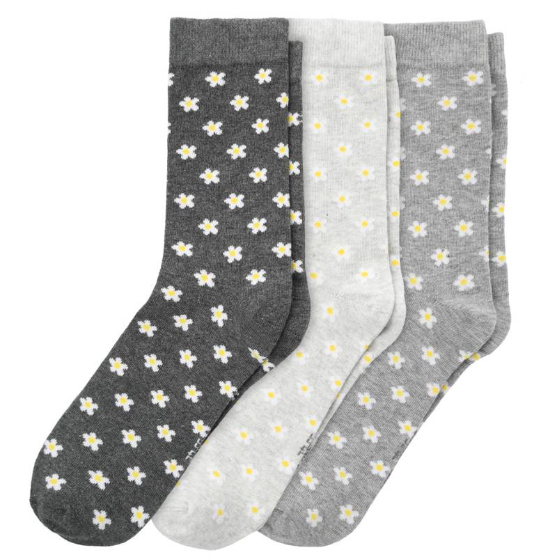 3 Paar Damen Socken mit Blümchen-Allover von Gina Benotti