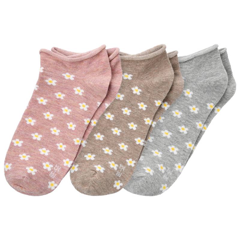 3 Paar Damen Socken mit Blumen-Allover von Gina Benotti