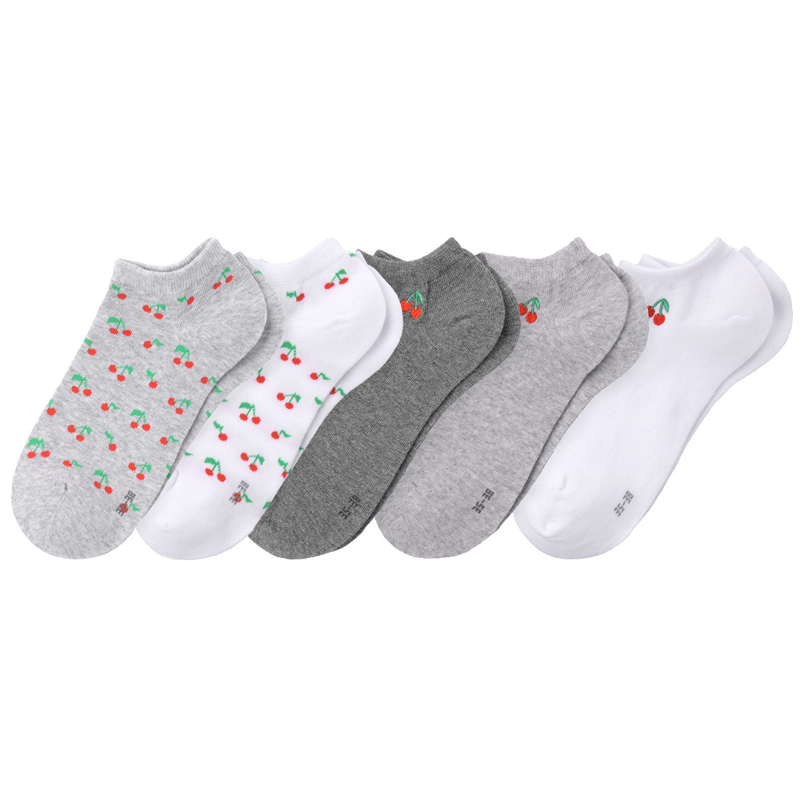 5 Paar Damen Sneaker-Socken mit Kirsch-Motive 5 Paar Damen Sneaker-Socken mit Kirsch-Motive von Gina Benotti