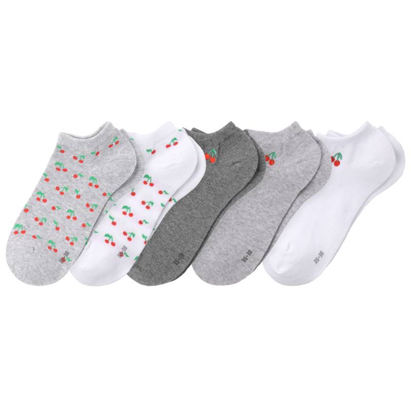 5 Paar Damen Sneaker-Socken mit Kirsch-Motive von Gina Benotti
