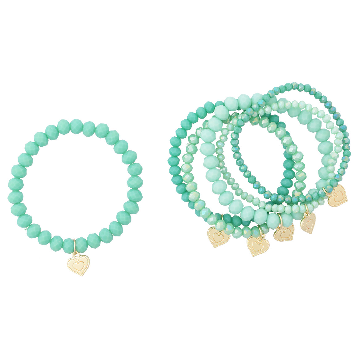 6 Damen Armbänder mit Herz-Anhänger von Gina Benotti