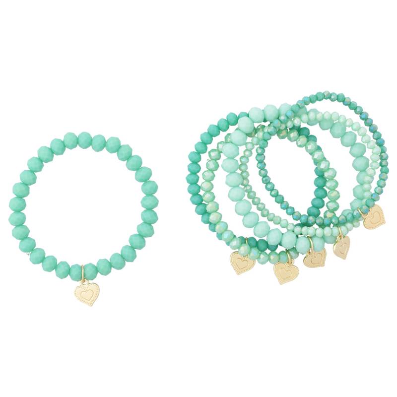 6 Damen Armbänder mit Herz-Anhänger von Gina Benotti