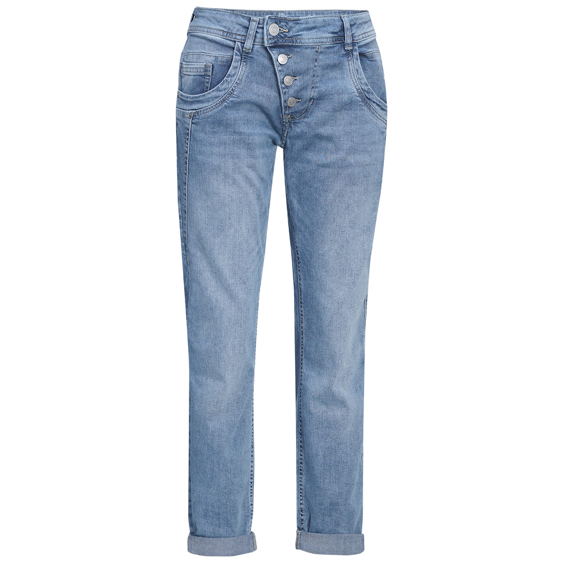 Damen Boyfriend-Jeans mit schrägen Knöpfen Damen Boyfriend-Jeans mit schrägen Knöpfen von Gina Benotti