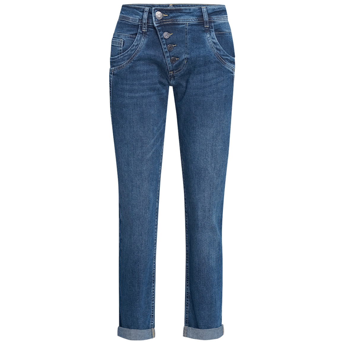 Damen Boyfriend-Jeans mit schräger Knöpfung Damen Boyfriend-Jeans mit schräger Knöpfung von Gina Benotti