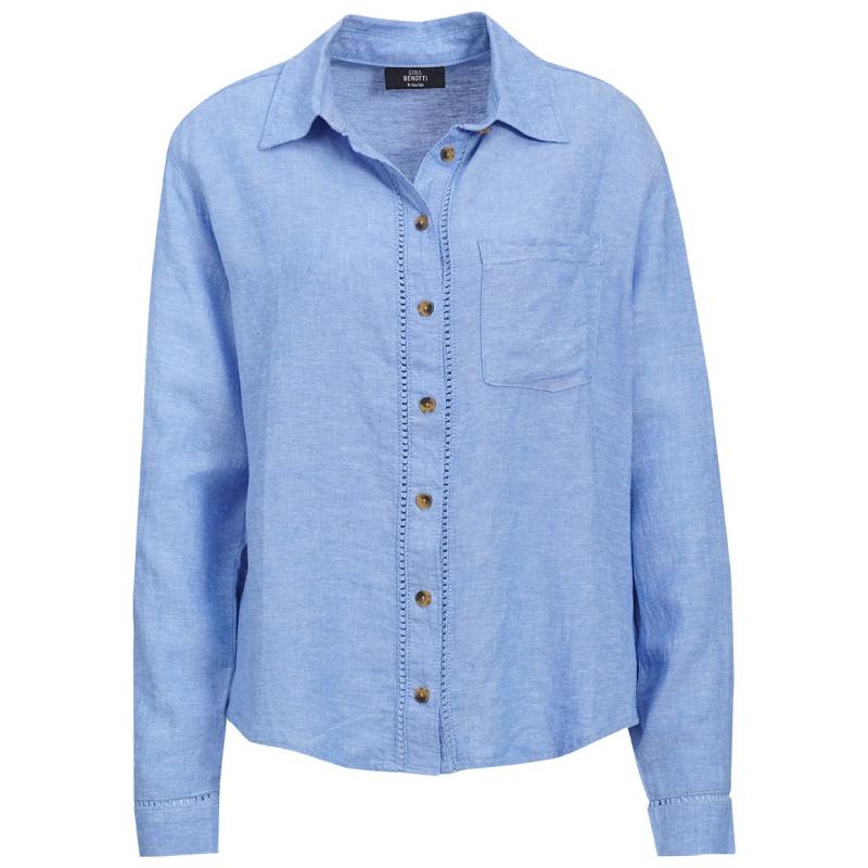 Damen Leinen-Bluse mit Brusttasche von Gina Benotti
