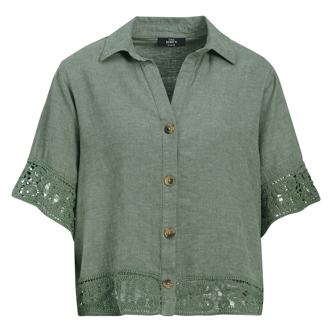 Damen Leinen-Bluse mit Spitze Damen Leinen-Bluse mit Spitze von Gina Benotti