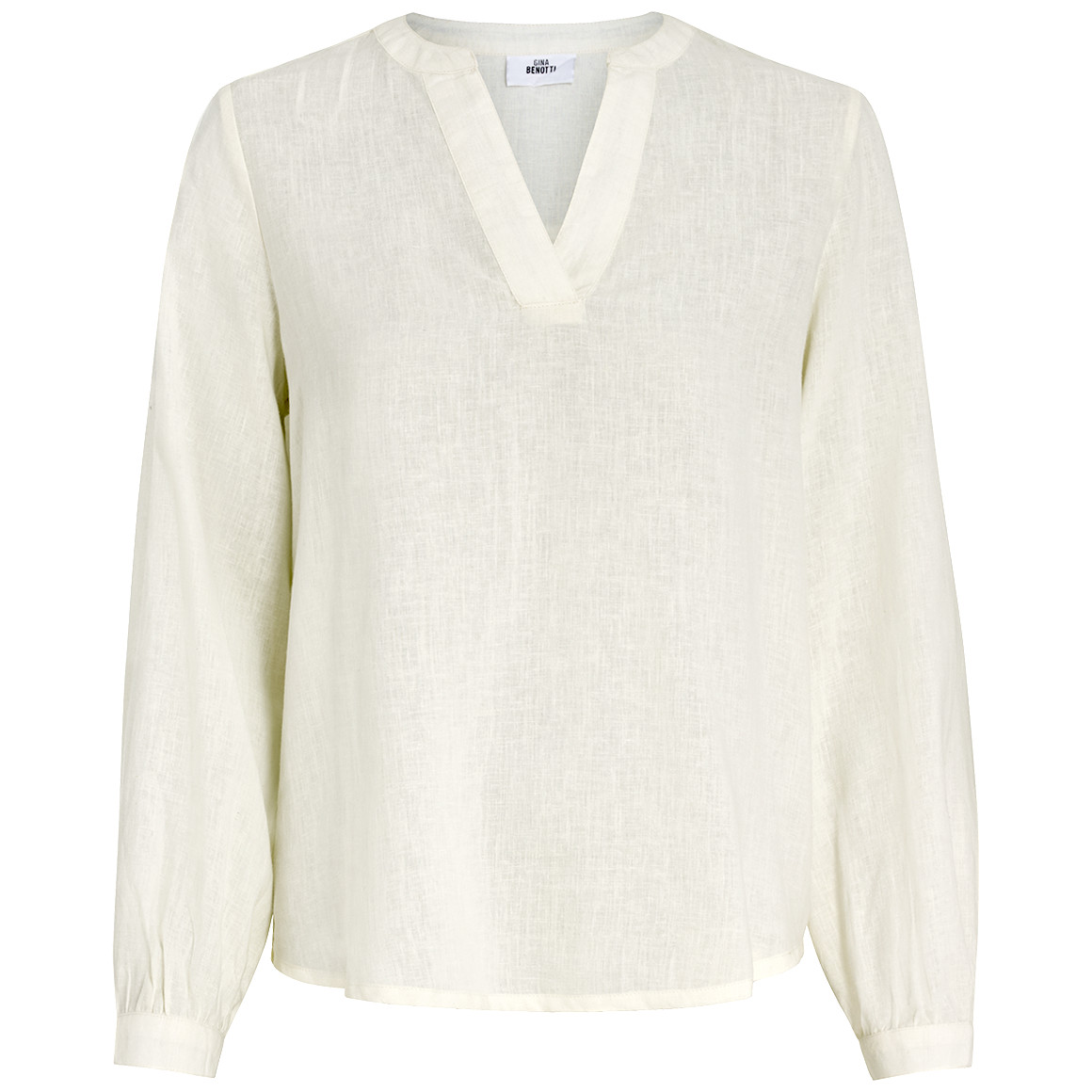 Damen Leinen-Bluse mit kurzem Stehkragen von Gina Benotti