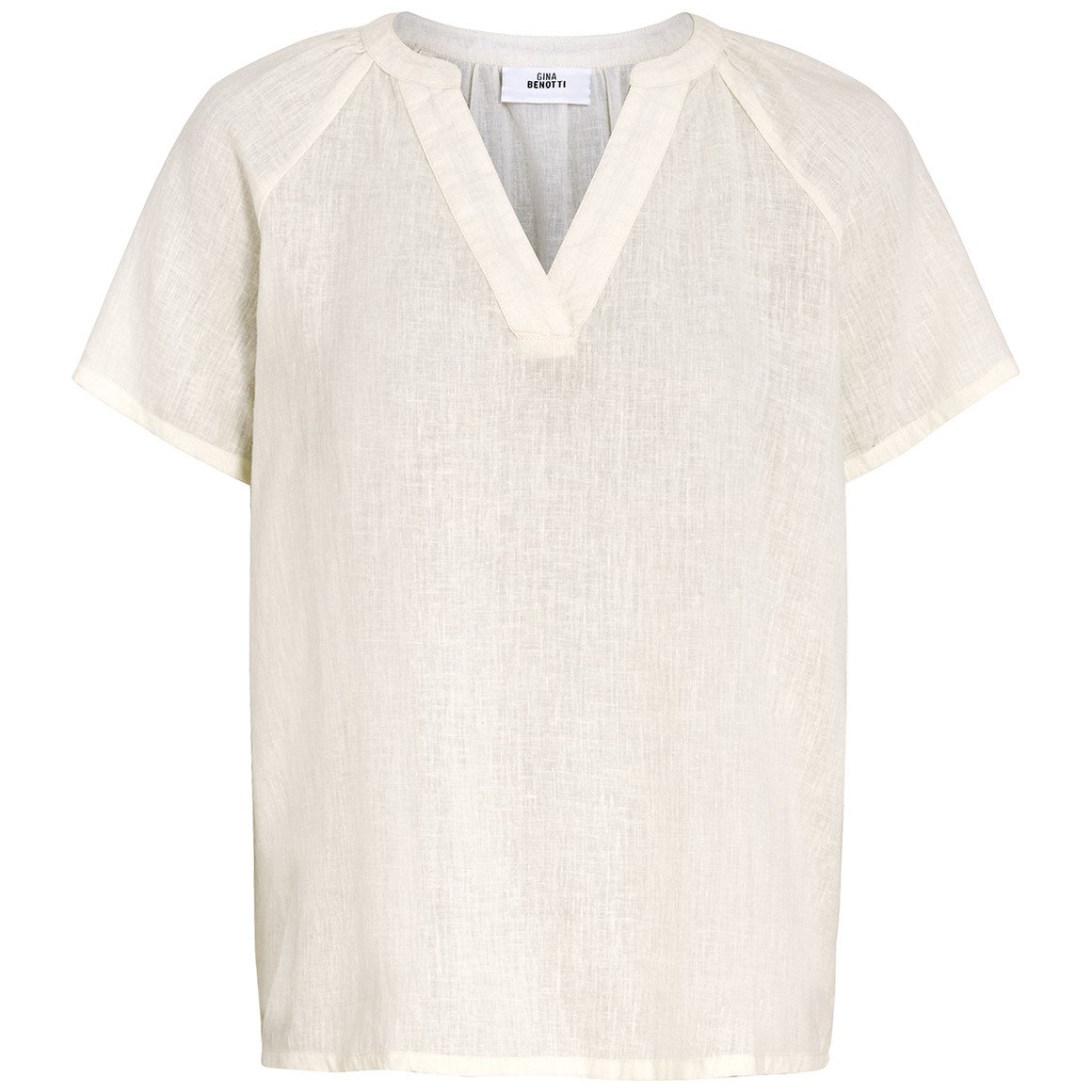 Damen Leinen-Bluse mit kurzem Stehkragen von Gina Benotti