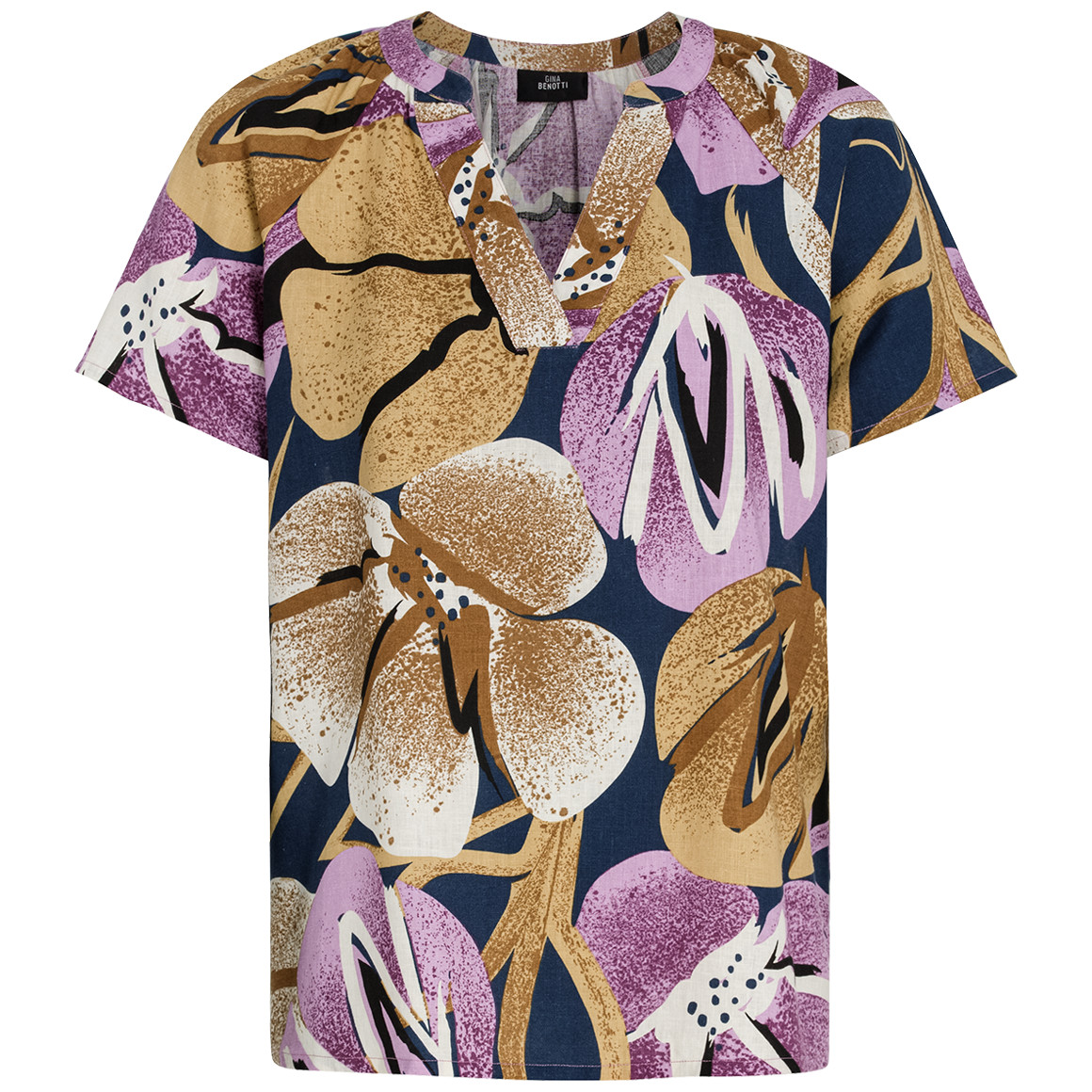 Damen Leinen-Bluse mit kurzem Stehkragen Damen Leinen-Bluse mit kurzem Stehkragen von Gina Benotti