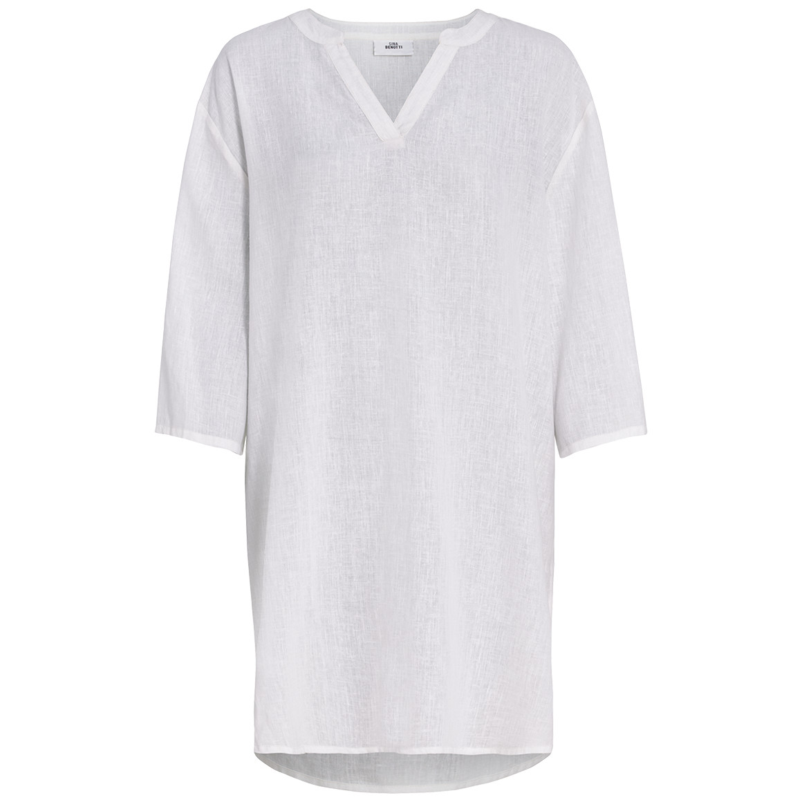 Damen Leinen-Longbluse mit V-Ausschnitt von Gina Benotti