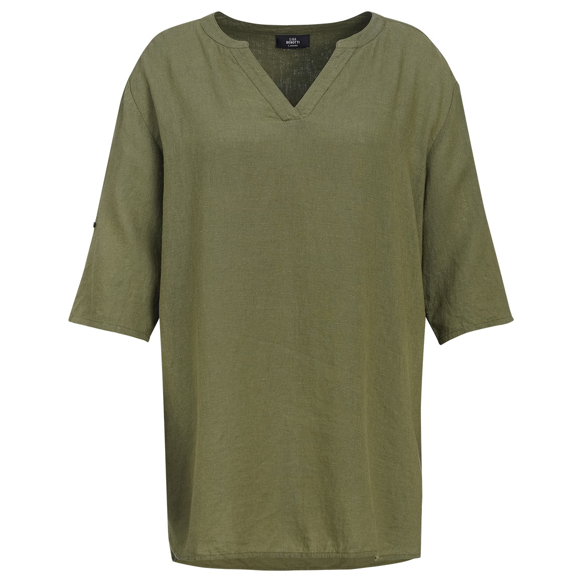 Damen Leinen-Longbluse mit V-Ausschnitt Damen Leinen-Longbluse mit V-Ausschnitt von Gina Benotti