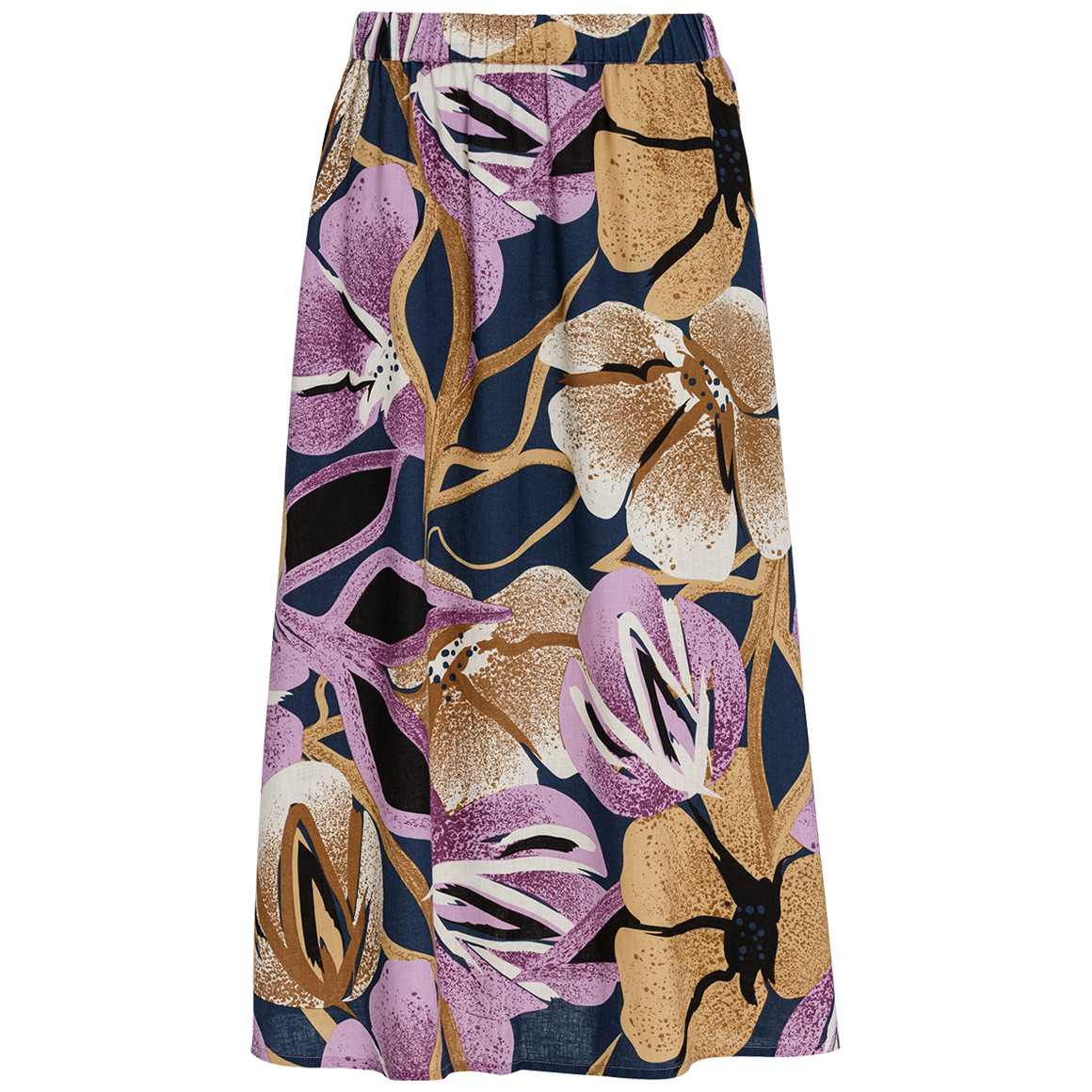 Damen Leinen-Midi-Rock mit Allover-Print von Gina Benotti