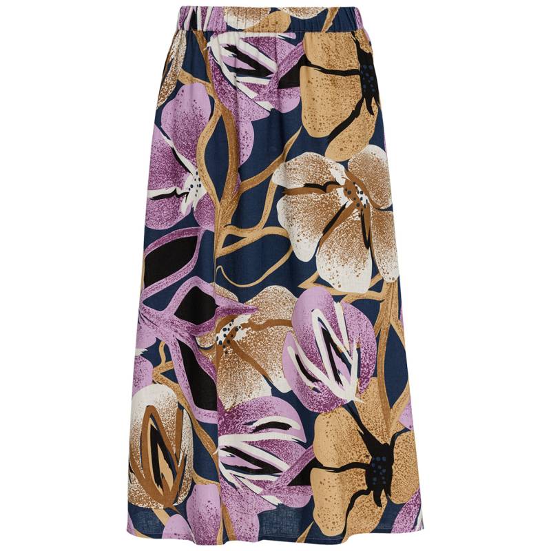 Damen Leinen-Midi-Rock mit Allover-Print von Gina Benotti