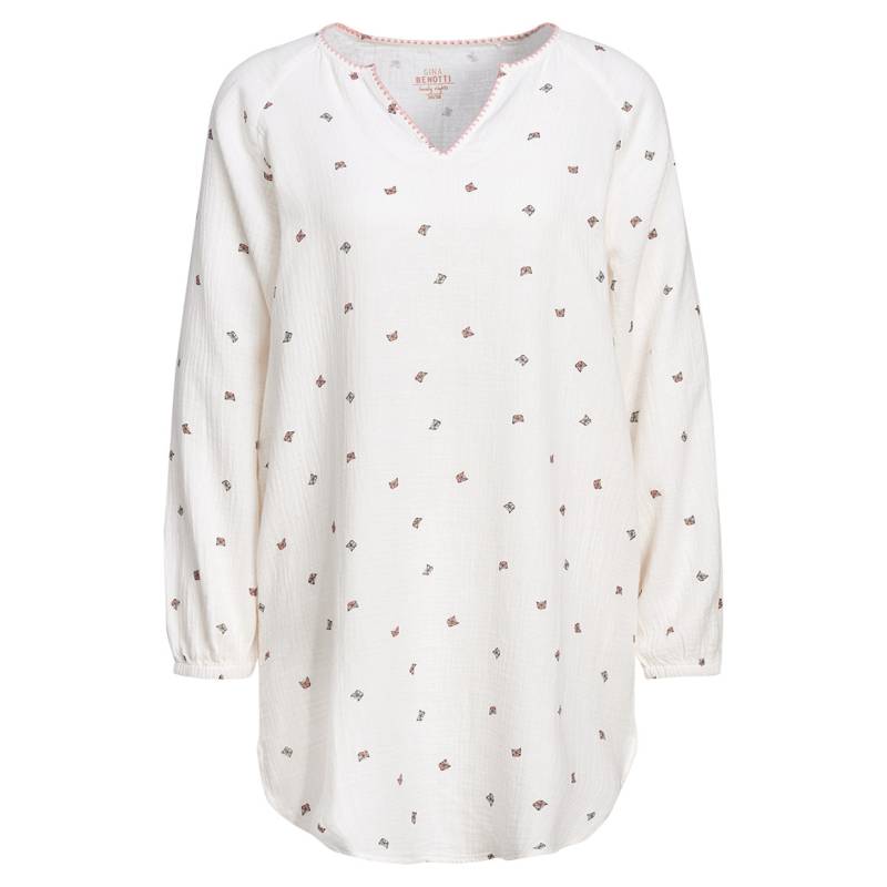 Damen Musselin-Nachthemd mit Allover-Print von Gina Benotti