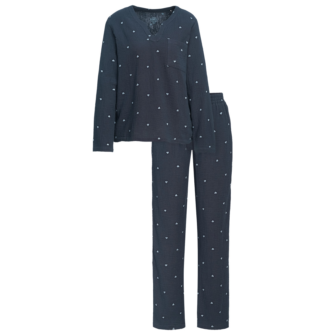 Damen Musselin-Schlafanzug mit Herzen allover Damen Musselin-Schlafanzug mit Herzen allover von Gina Benotti