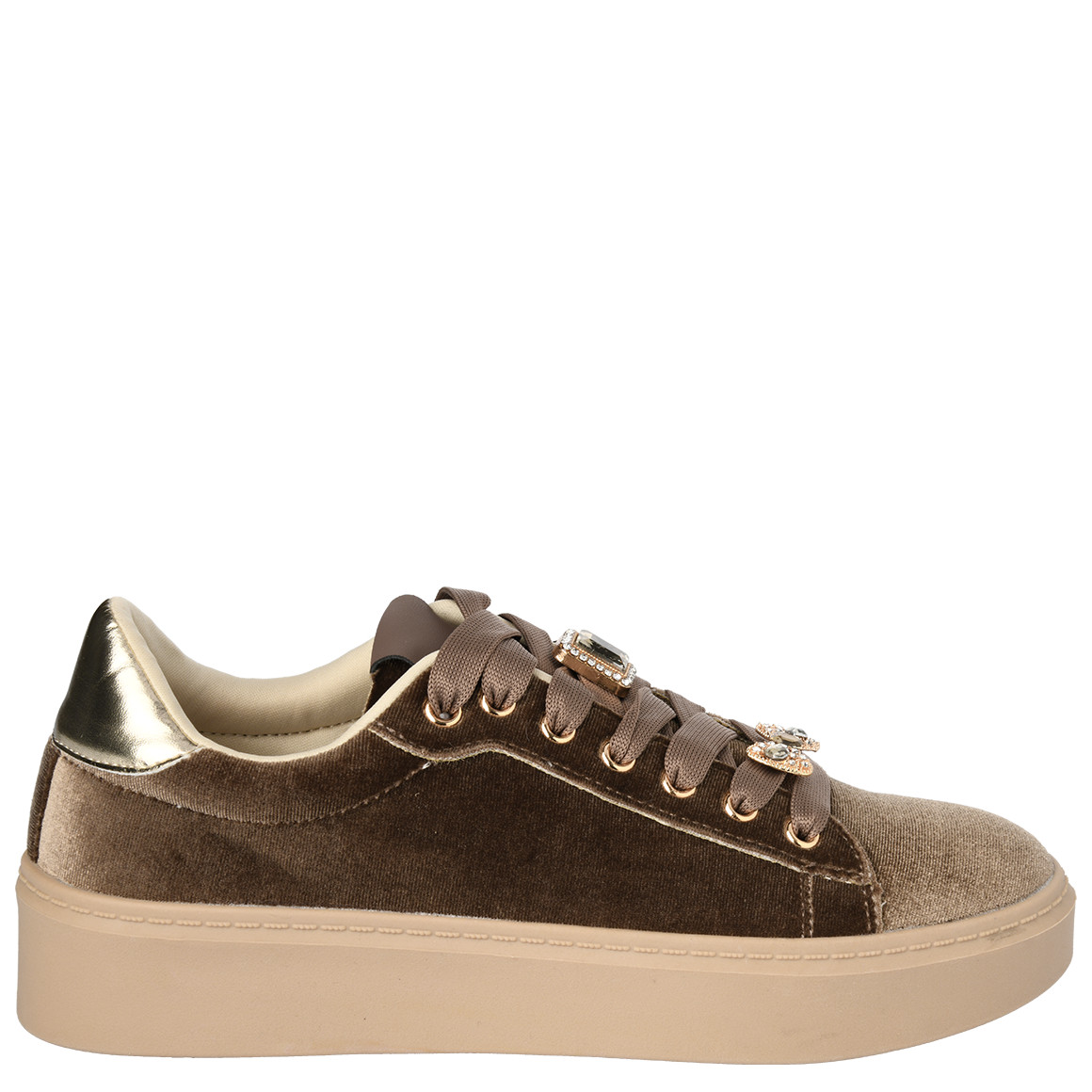 Damen Samt-Sneaker mit Schmucksteinen Damen Samt-Sneaker mit Schmucksteinen von Gina Benotti