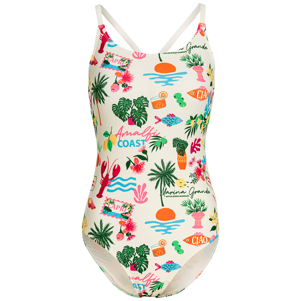 Damen Shape-Badeanzug mit Urlaubs-Muster Damen Shape-Badeanzug mit Urlaubs-Muster von Gina Benotti