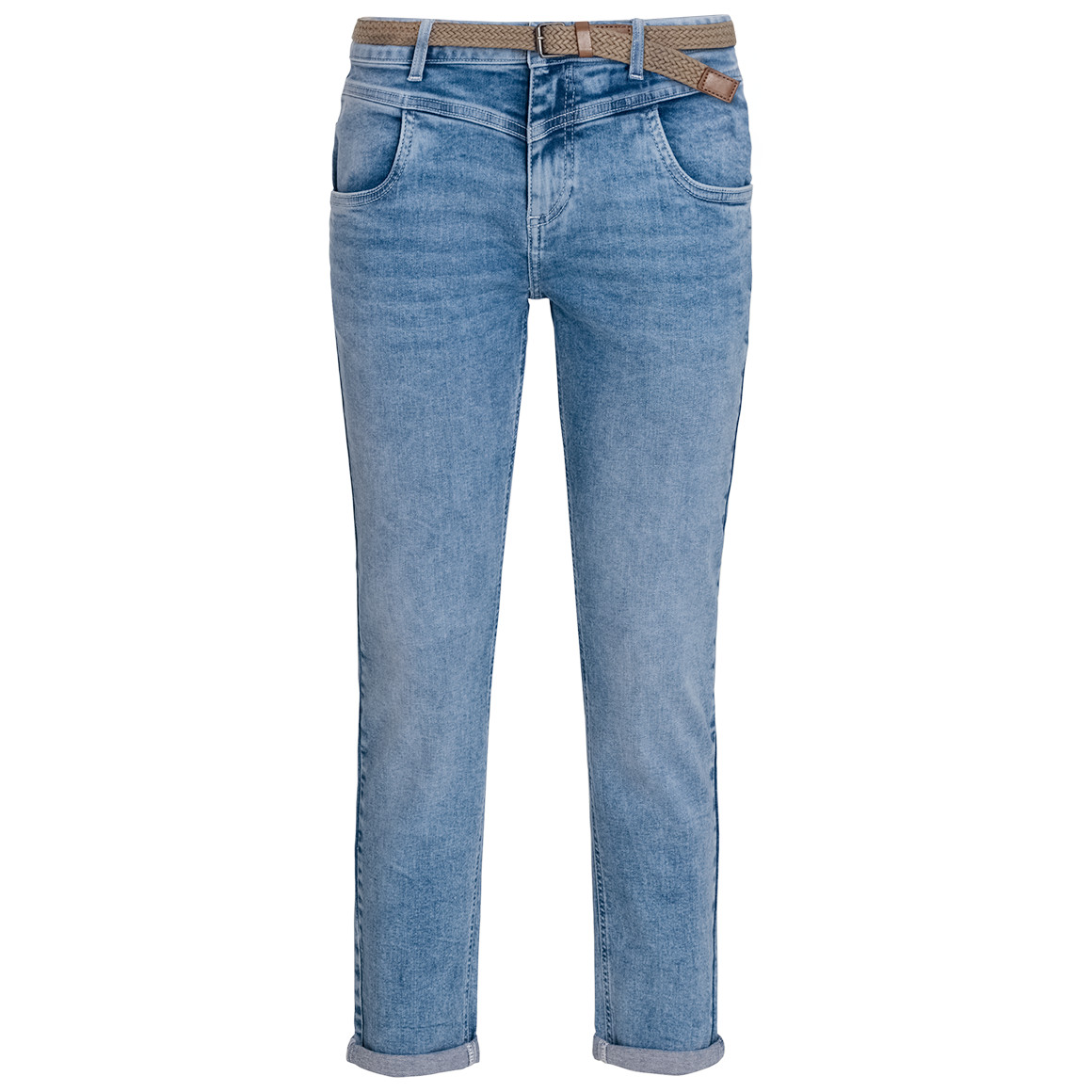 Damen Slim-Jeans mit Flecht-Gürtel Damen Slim-Jeans mit Flecht-Gürtel von Gina Benotti