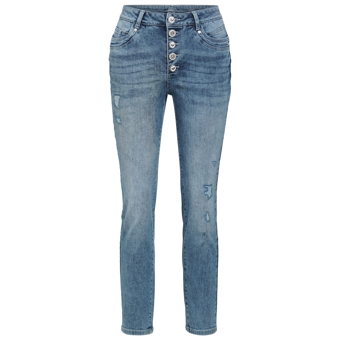 Damen Slim-Jeans mit offener Knopfleiste Damen Slim-Jeans mit offener Knopfleiste von Gina Benotti