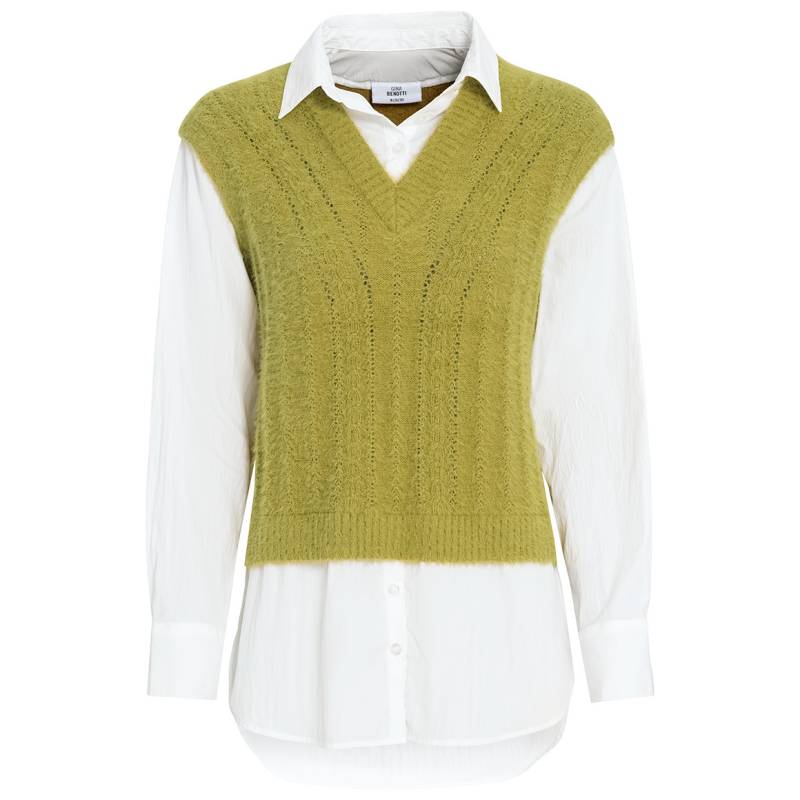 Damen Strickpullunder mit Bluseneinsatz von Gina Benotti