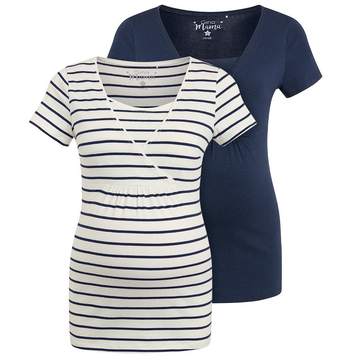 2 Damen Umstands-T-Shirts mit Stillfunktion von Gina