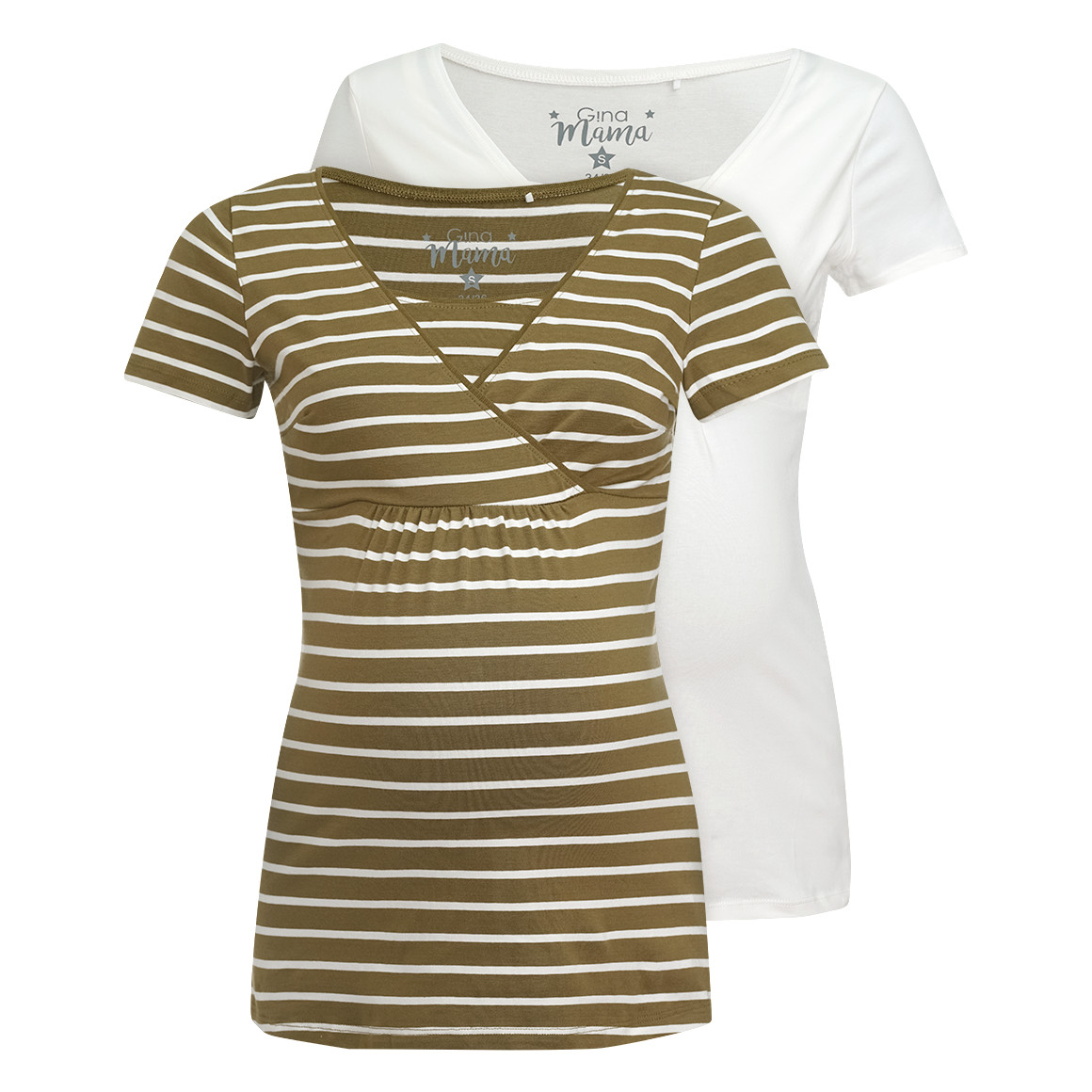 2 Damen Umstands-T-Shirts mit Stillfunktion von Gina
