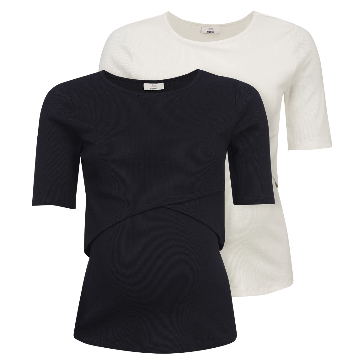 2 Damen Umstands-T-Shirts mit Stillfunktion von Gina