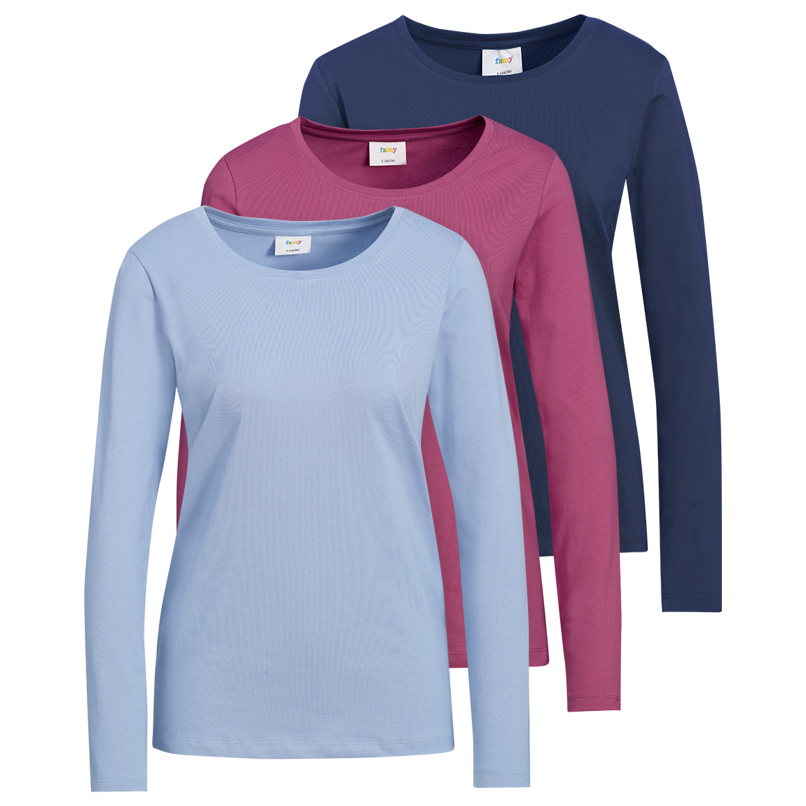 3 Damen Langarmshirts in Unifarben 3 Damen Langarmshirts in Unifarben von Gina