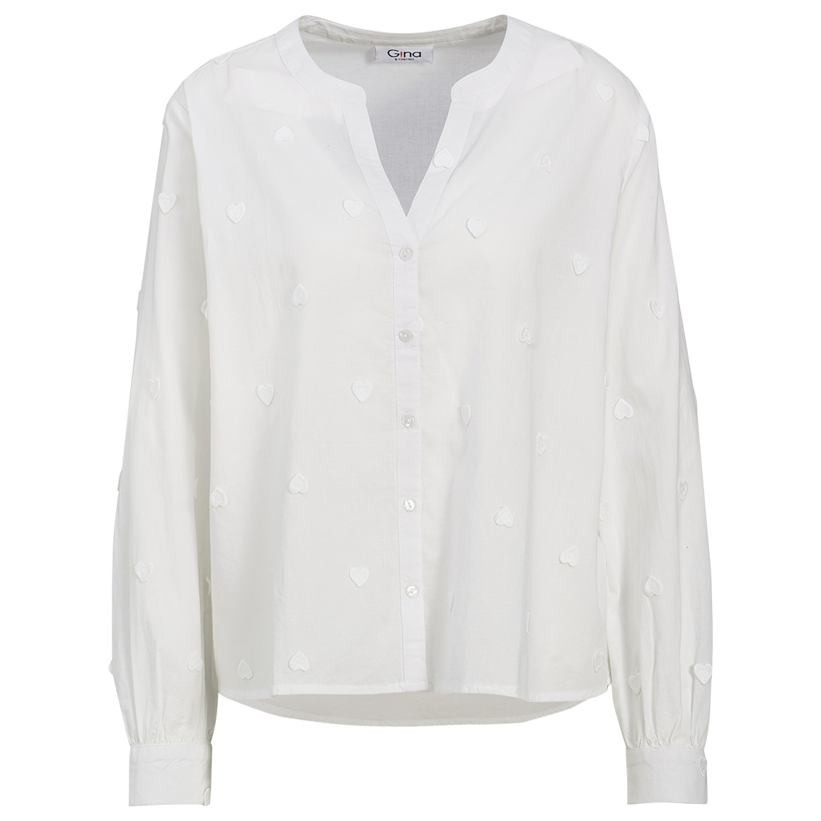 Damen Bluse mit Herzchen-Applikationen Damen Bluse mit Herzchen-Applikationen von Gina