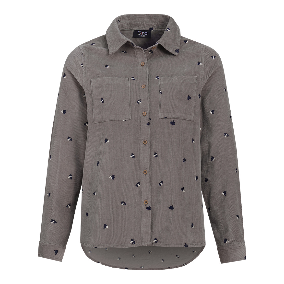 Damen Cordbluse mit floraler Stickerei Damen Cordbluse mit floraler Stickerei von Gina