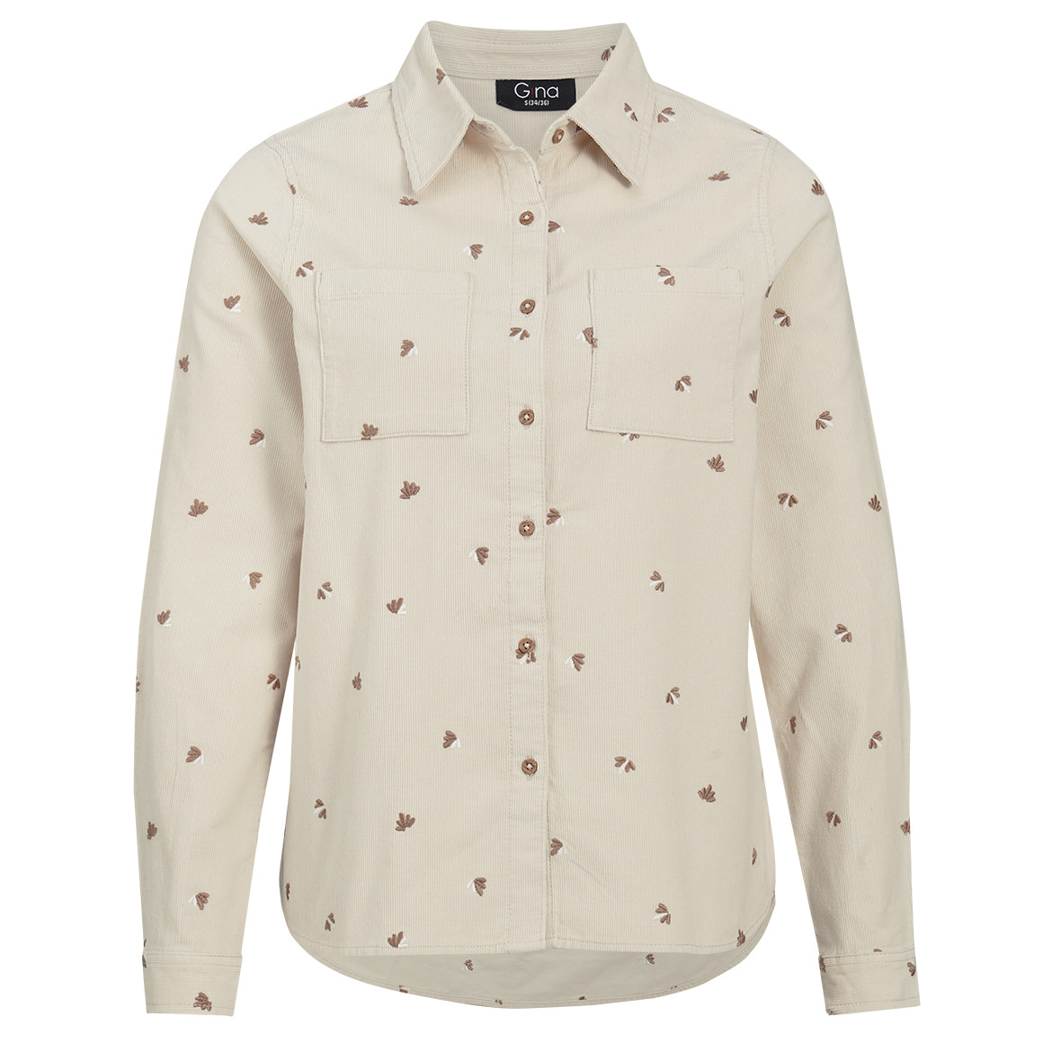 Damen Cordbluse mit floraler Stickerei Damen Cordbluse mit floraler Stickerei von Gina