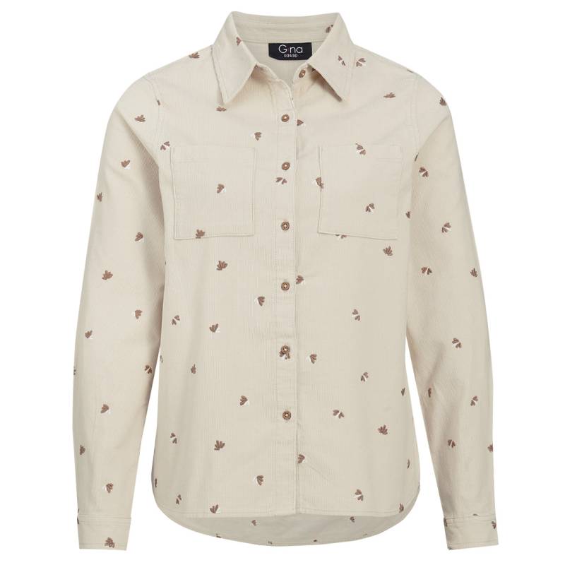 Damen Cordbluse mit floraler Stickerei Damen Cordbluse mit floraler Stickerei von Gina