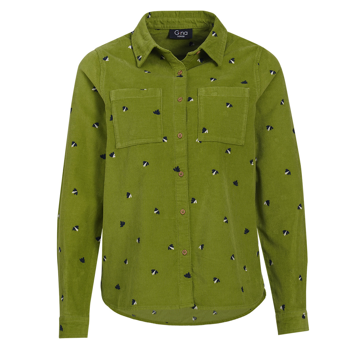 Damen Cordbluse mit floraler Stickerei Damen Cordbluse mit floraler Stickerei von Gina