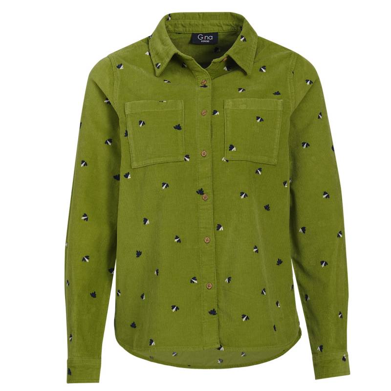 Damen Cordbluse mit floraler Stickerei Damen Cordbluse mit floraler Stickerei von Gina