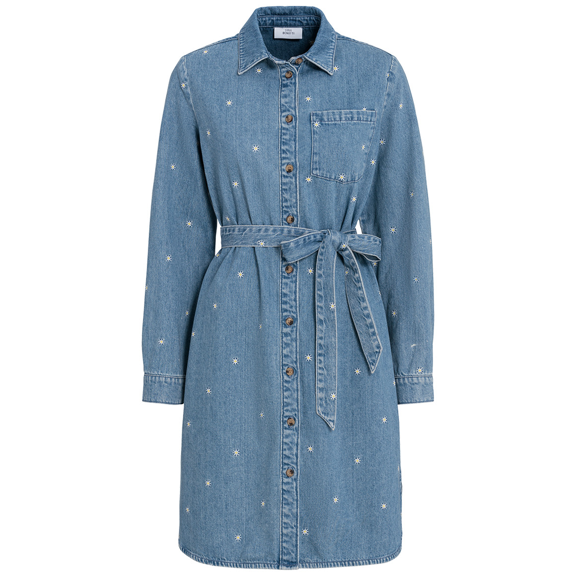 Damen Jeanskleid mit Blumen-Stickerei von Gina