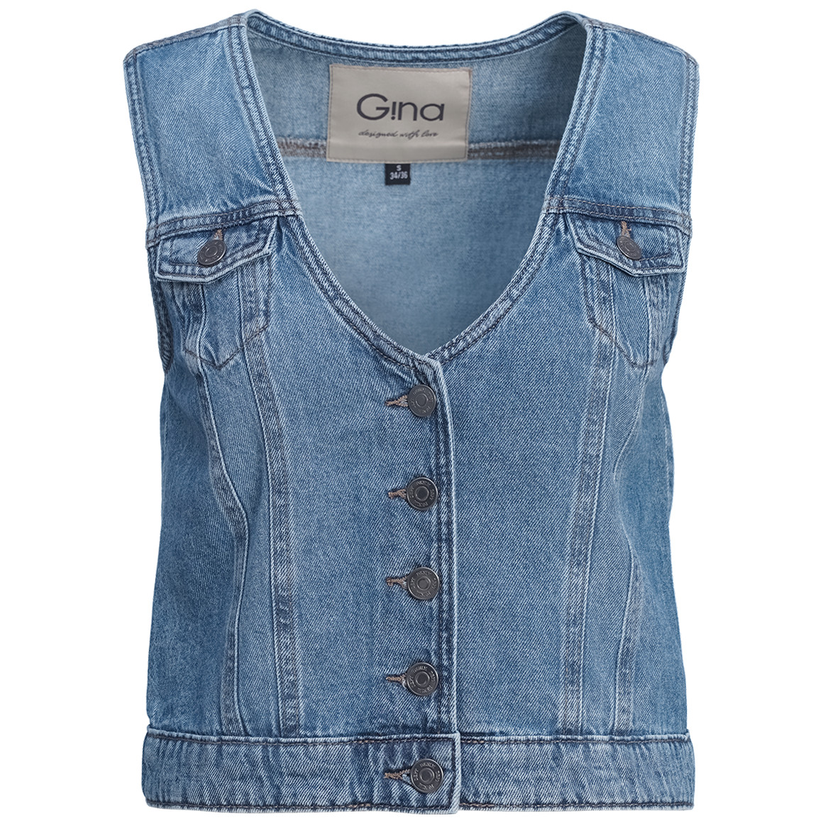 Damen Jeansweste mit Knopfleiste von Gina
